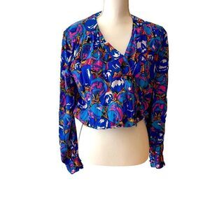 Flora Kung New York Blue Silk Blouse Size 6